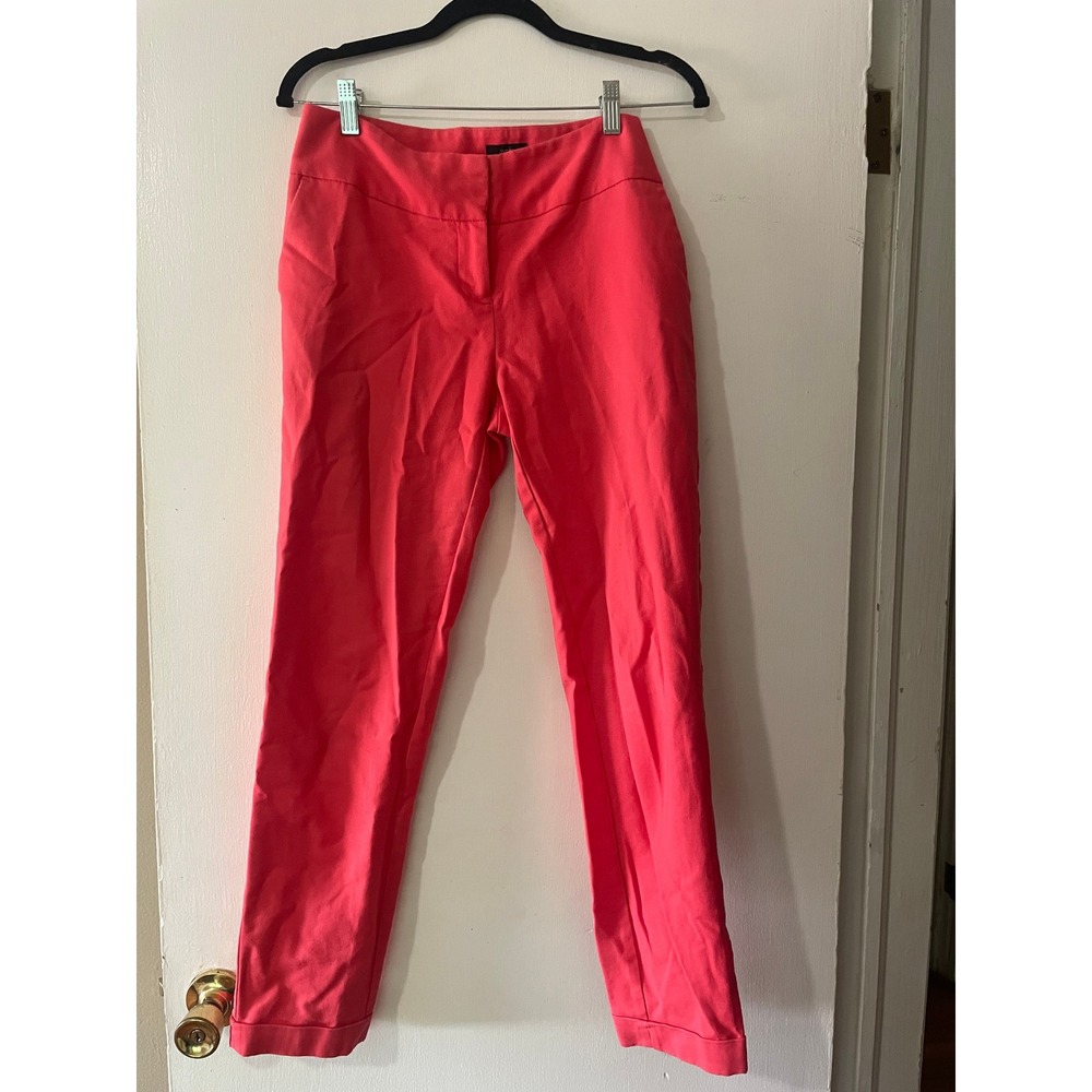 Worthington‎ Slim Fit Ankle Pants Coral Pink Cotton Stretch Trousers Size 4